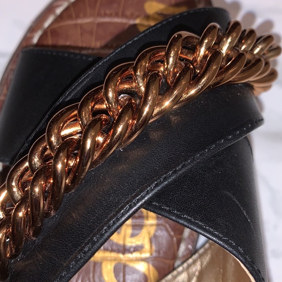 Sam Edelman GABRIE gold chain crisscross sandals. Size 6 - Picture 8 of 9